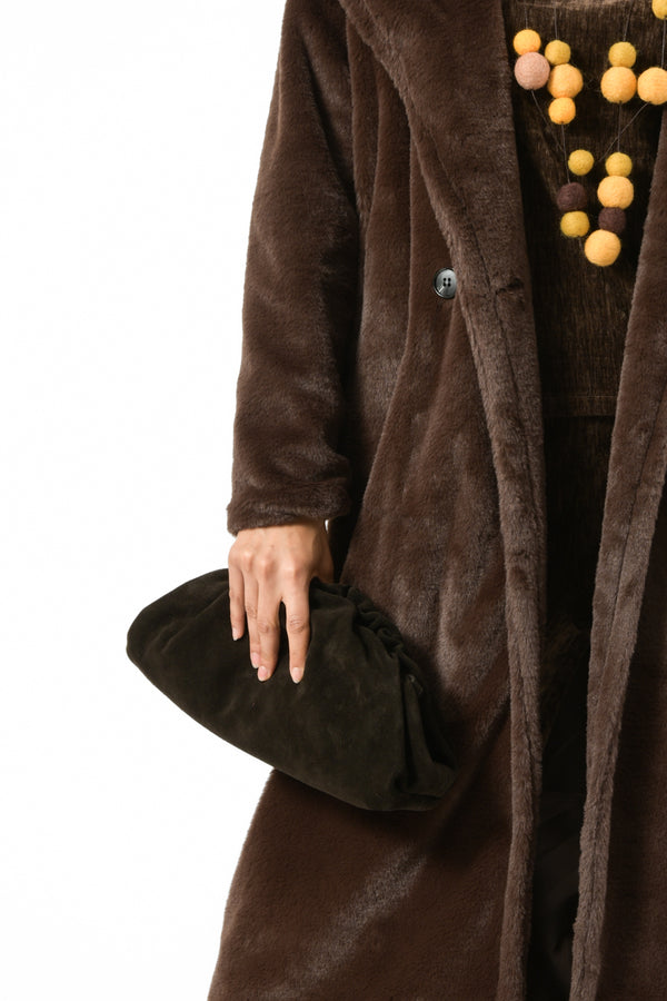 borsa pasticcina grande in suede pelle