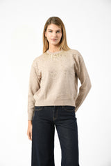 maglia paillettes girocollo