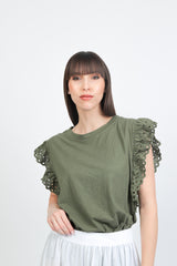 t-shirt dettagli in sangallo