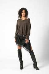 maglia scollo v ampia