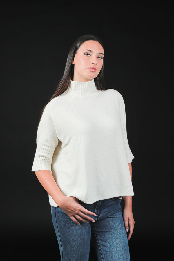 maglia m 3/4 collo maniche costine