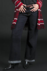 jeans ampio risvolto lavaggio zero