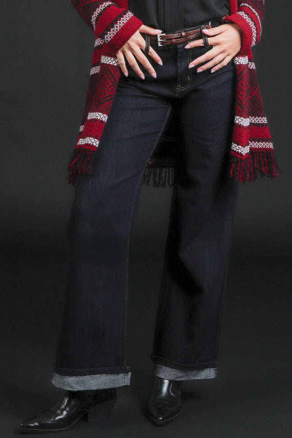jeans ampio risvolto lavaggio zero