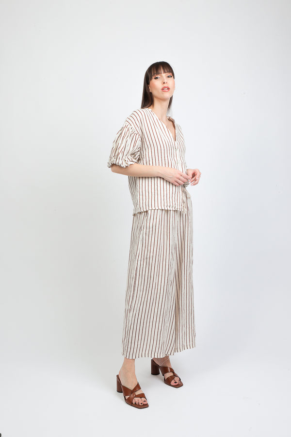 pantaloni rigati con coulisse