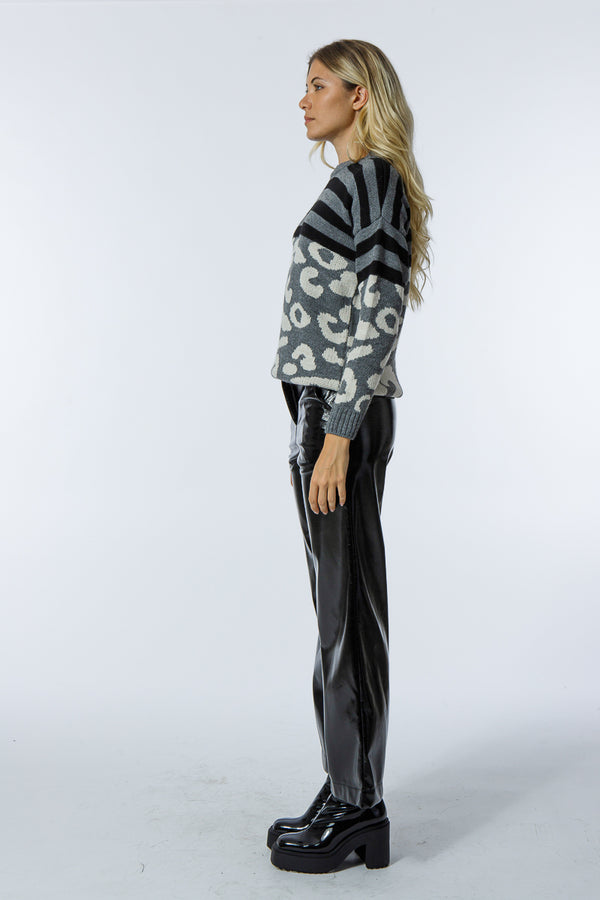 pantalone lungo a zampa in vinile