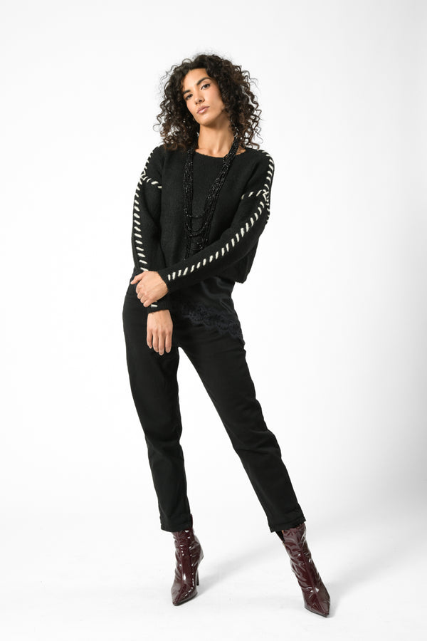 maglia cuciture a contrasto