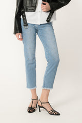 jeans con cristalli sfrangiato