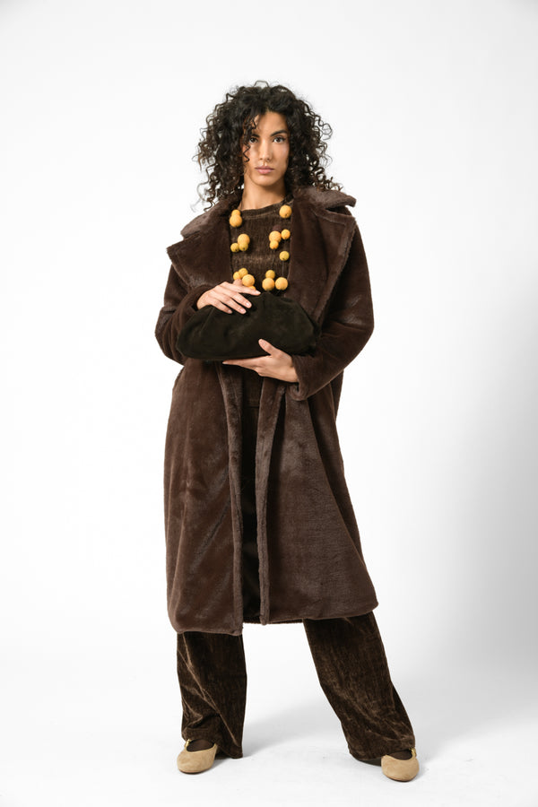 borsa pasticcina grande in suede pelle