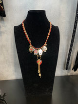 collana teschio piu pietre rosse