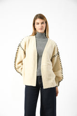 cardigan cuciture contrasto