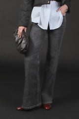 jeans palazzo nero martellato
