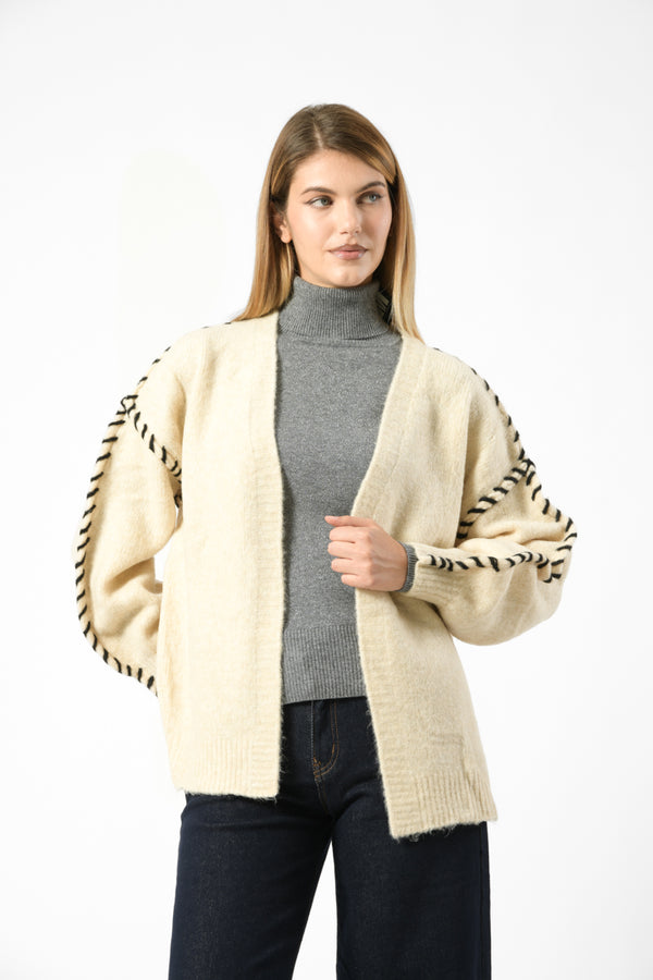 cardigan cuciture contrasto