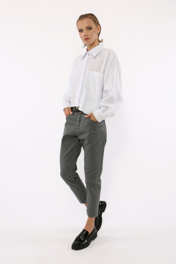 camicia crop tasca applicata