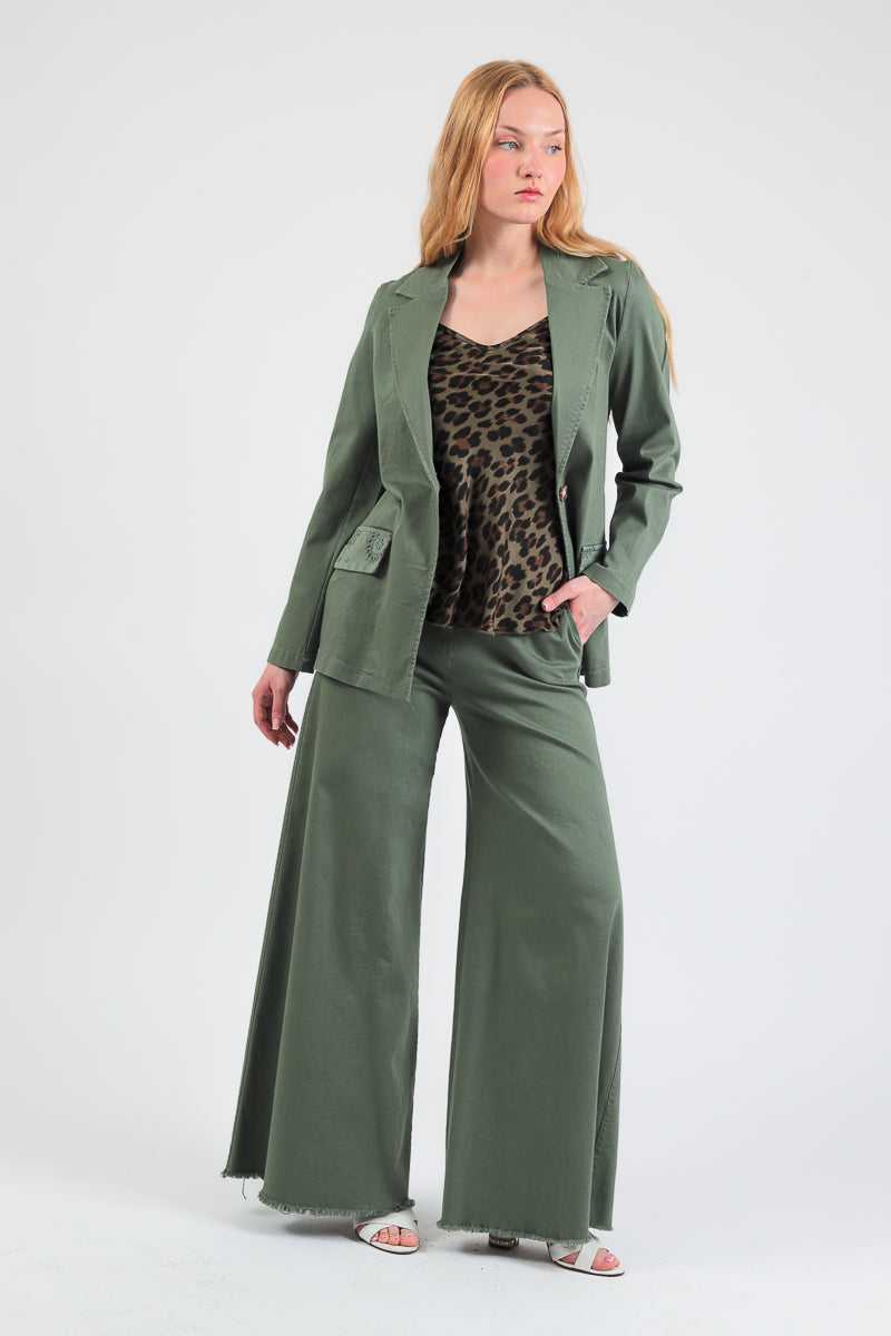 pantalone palazzo cotone sfrangiato