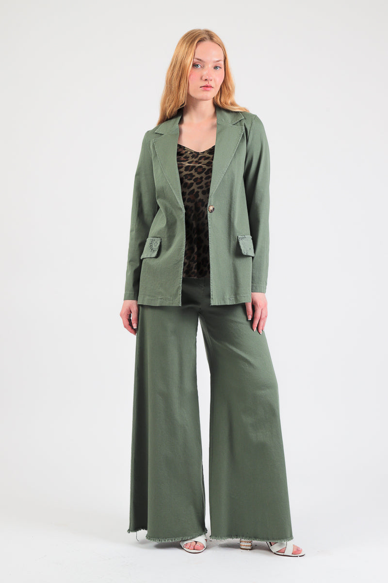 pantalone palazzo cotone sfrangiato