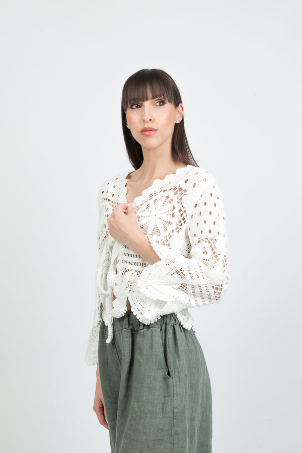 cardigan crop fiocco