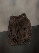 borsa secchiello frange catena