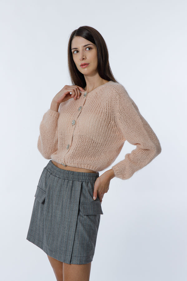 cardigan crop bottoni  gioiello