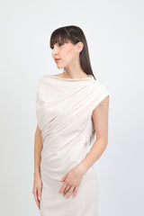 abito midi in cady con  drappeggio