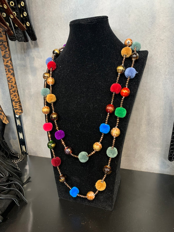 collana palline multicolor pelo