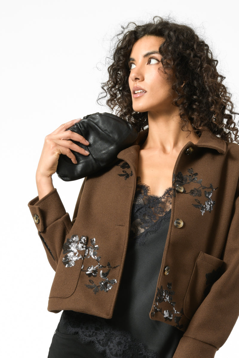 GIACCA PANNO CON RICAMI