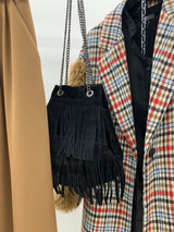 borsa secchiello frange catena