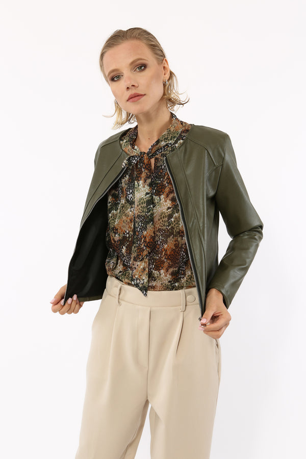 giubbino ecopelle zip centrale