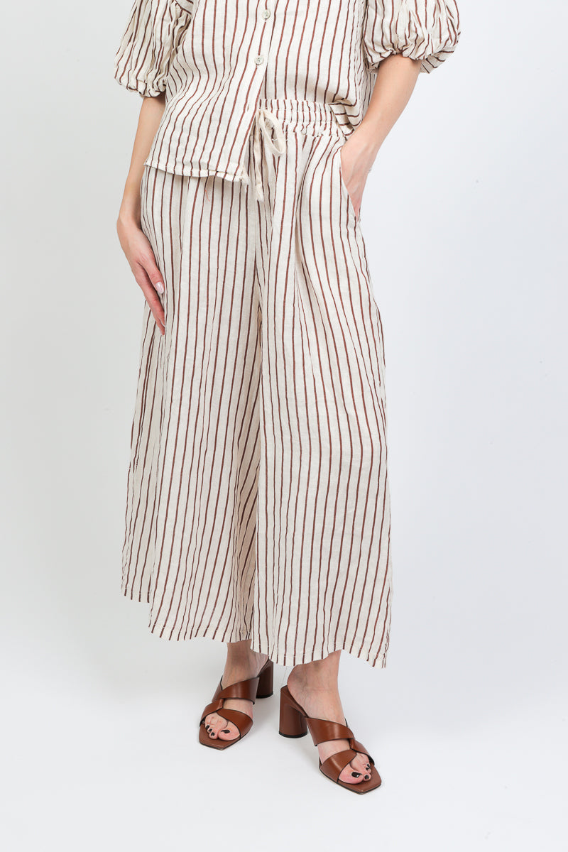 pantaloni rigati con coulisse