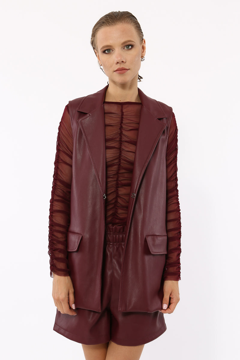 gilet a giacca ecopelle