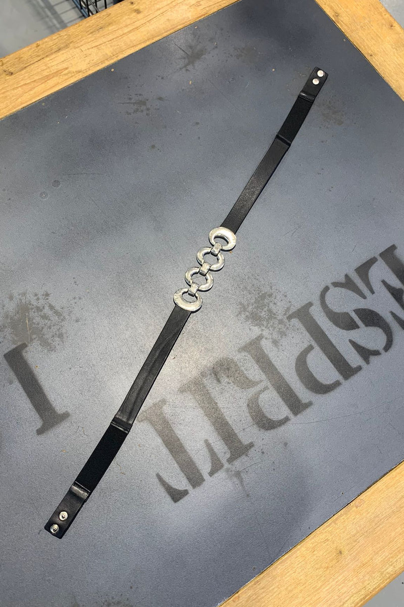 cintura in pelle piu elast con anelli davanti