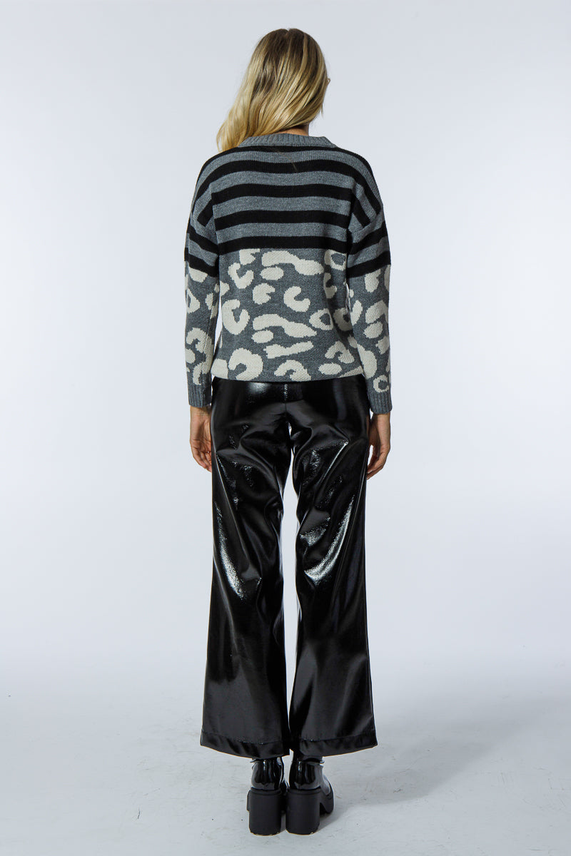 pantalone lungo a zampa in vinile