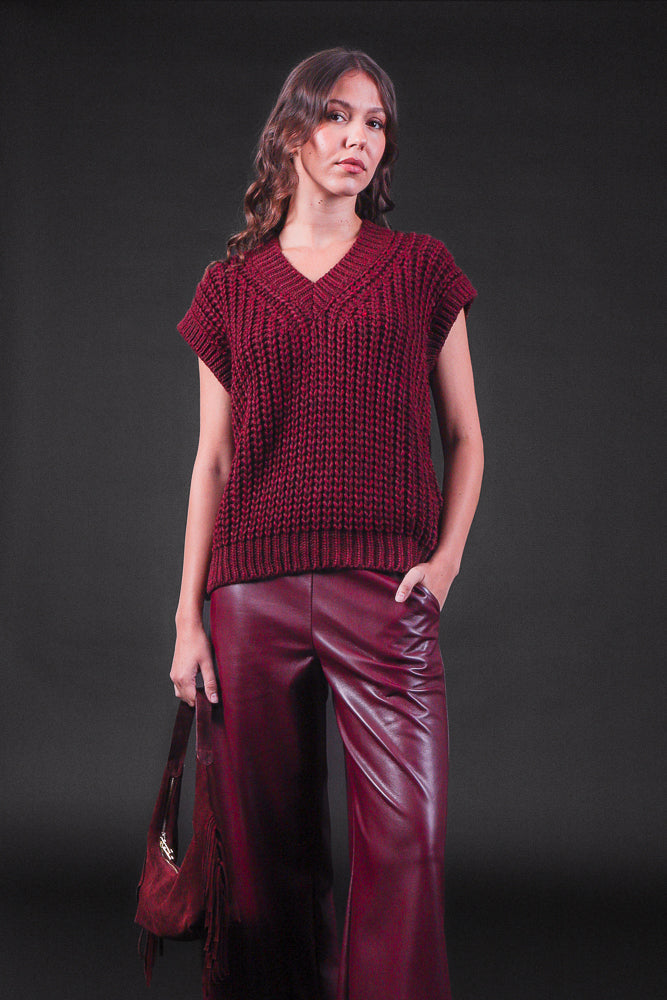 pantalone palazzo ecopelle