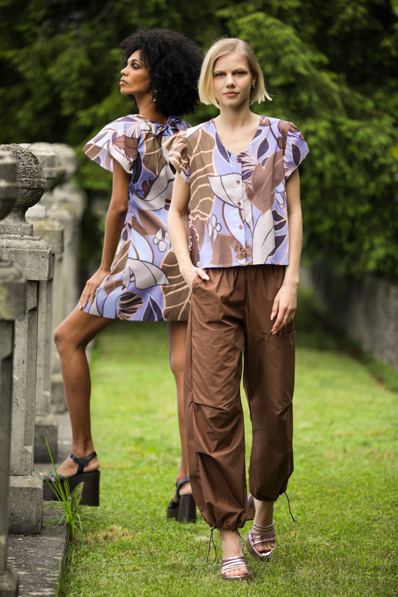 camicia manica rouches in fantasia