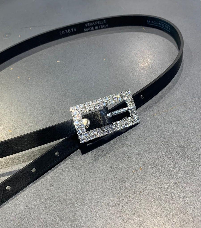 cintura in pelle piccola strass