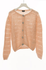 cardigan crop traforato con bottoni gioiello