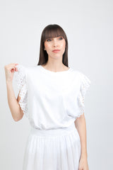 t-shirt dettagli in sangallo