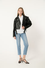 jeans con cristalli sfrangiato
