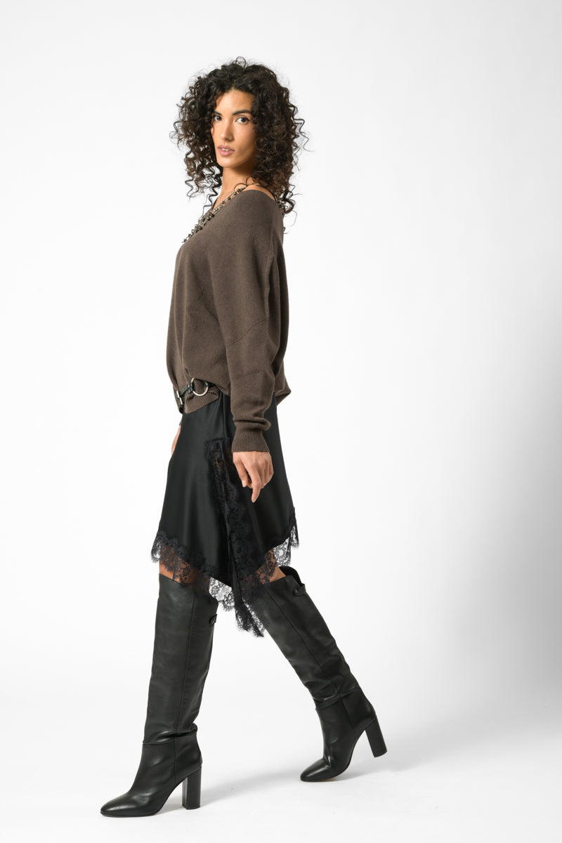 maglia scollo v ampia