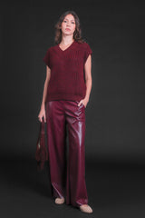 pantalone palazzo ecopelle