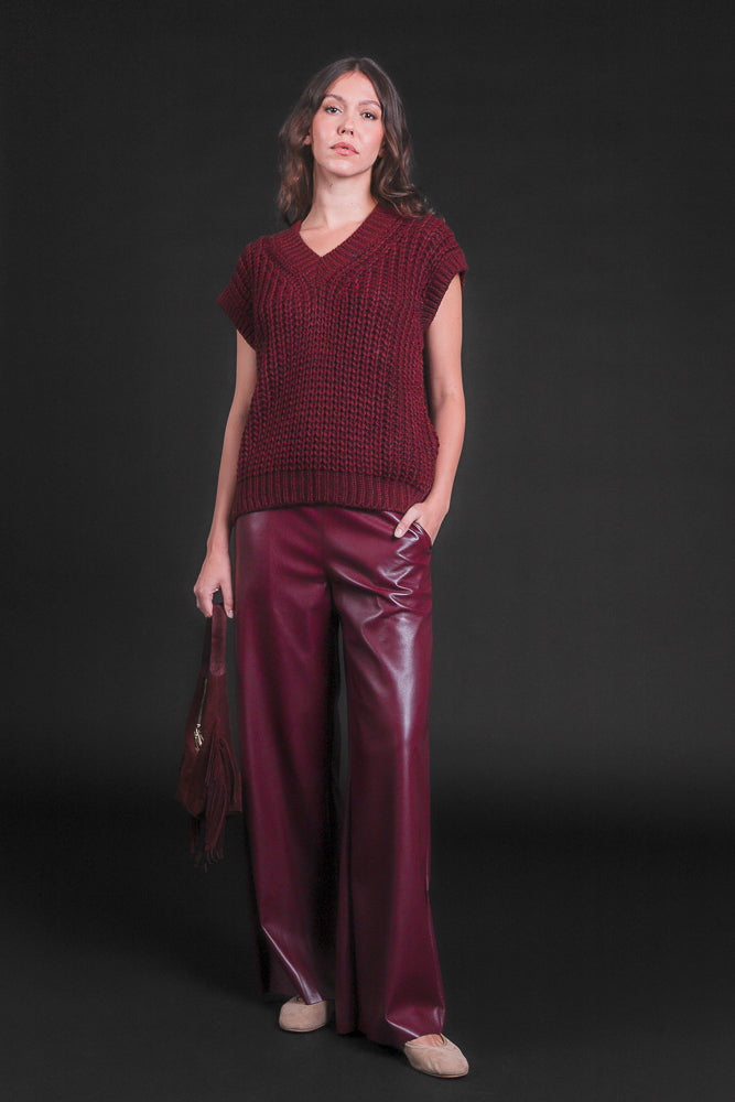 pantalone palazzo ecopelle