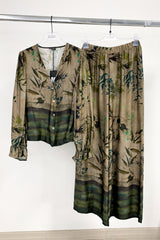 set pantalone viscosa stampata con camicia