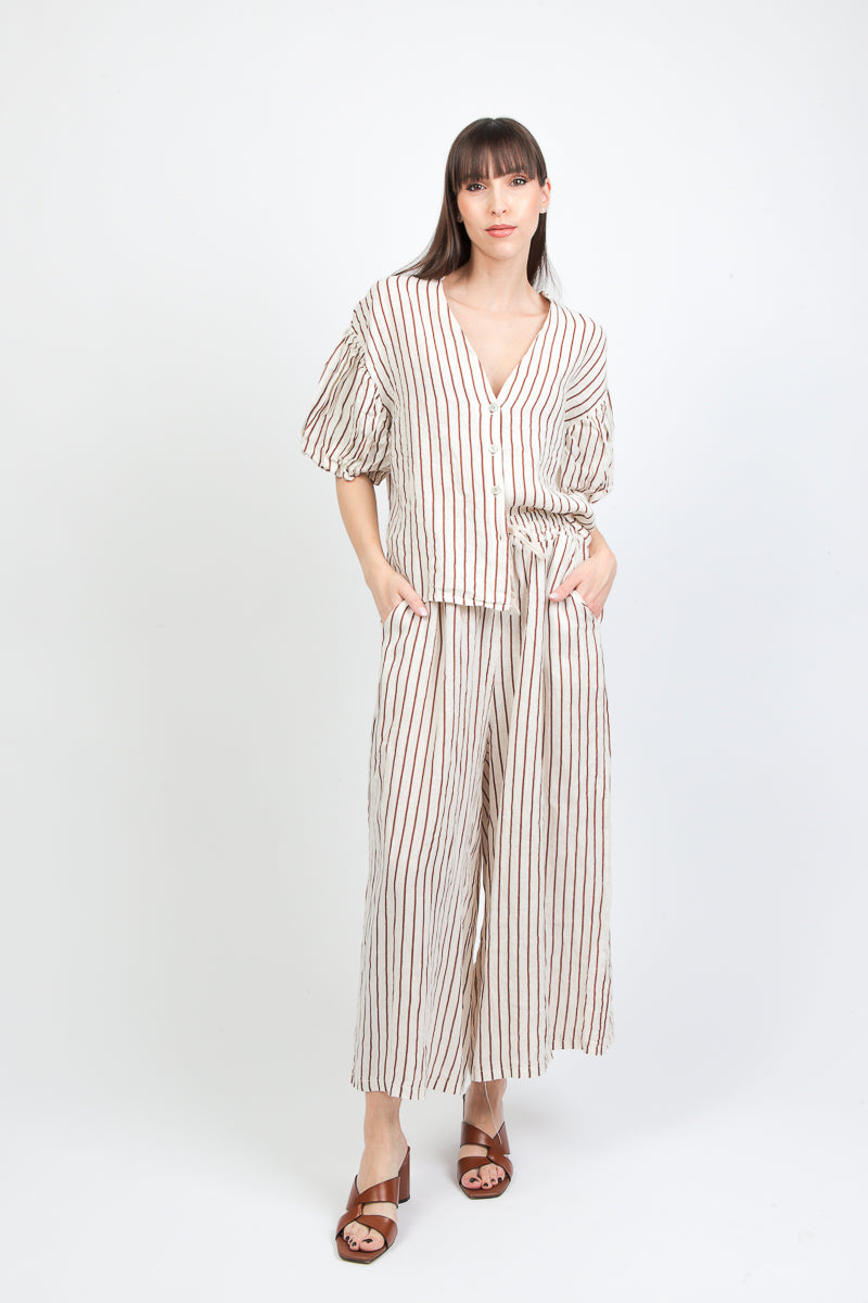 pantaloni rigati con coulisse