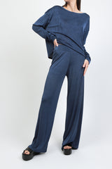 pantalone palazzo fluido lucido