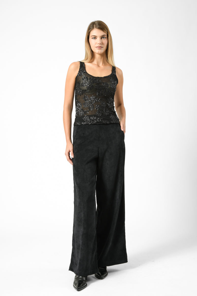 PANTALONE PALAZZO VELLUTO MILLE RIGHE