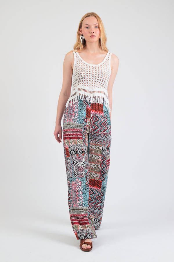 PANTALONE A PALAZZO IN FANTASIA ETNICA