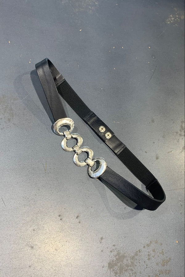 cintura in pelle piu elast con anelli davanti