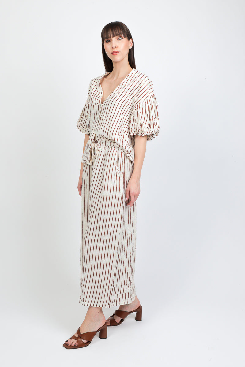 pantaloni rigati con coulisse