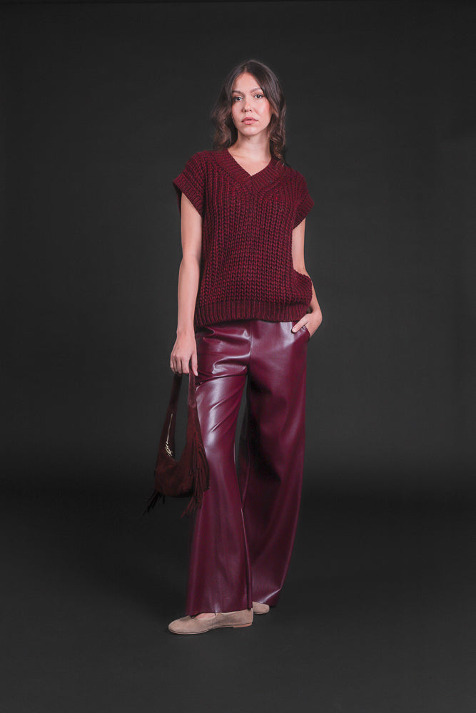 pantalone palazzo ecopelle