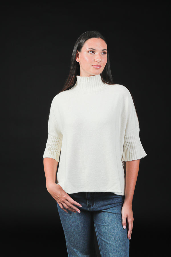 maglia m 3/4 collo maniche costine