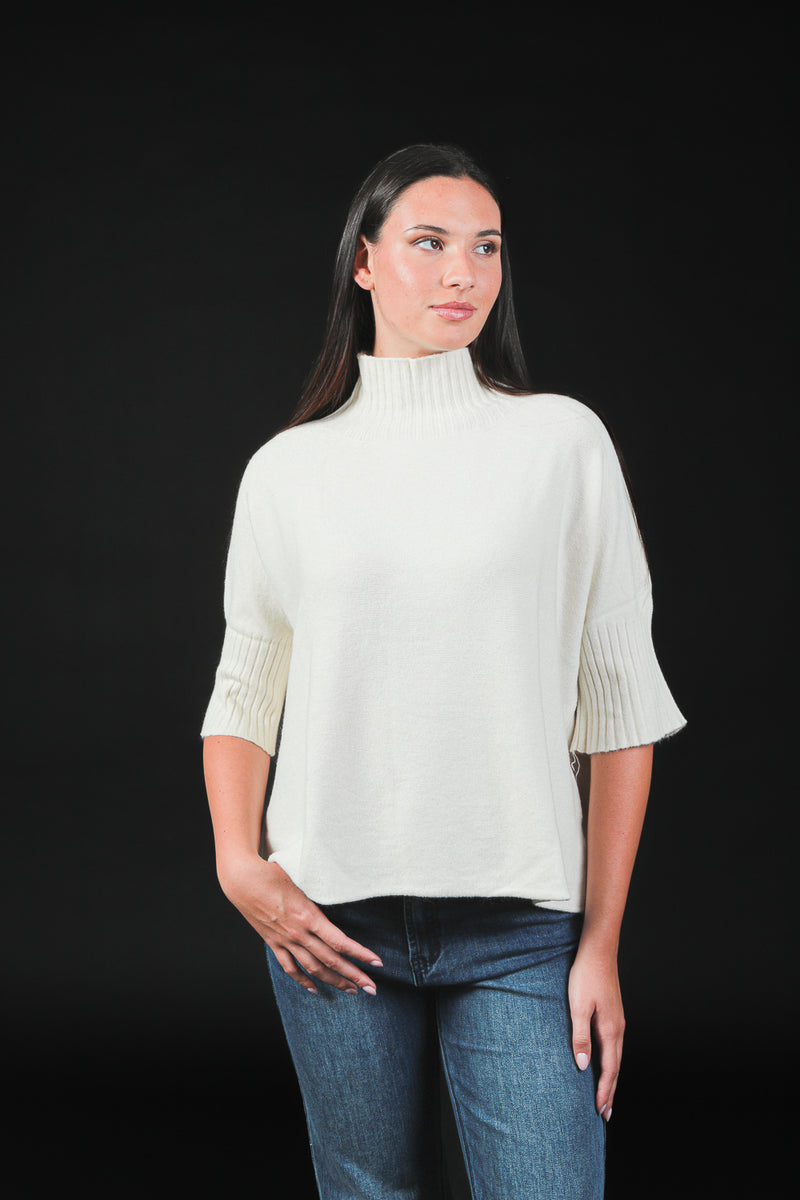 maglia m 3/4 collo maniche costine